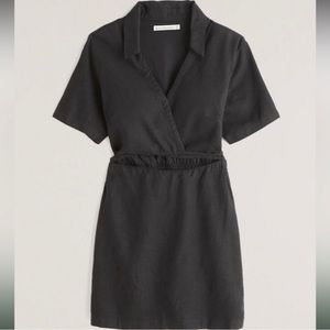 NWOT Abercrombie Black Linen-Blend Cutout Shirt Dress, small